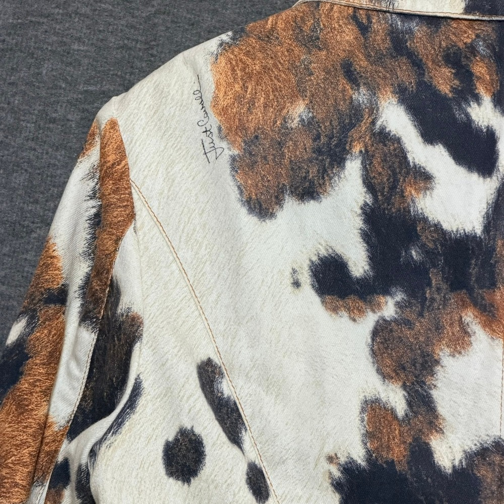 Vintage Just Cavalli Women Blazer M Cowhide Animal Printed Y2K Western Indie - Picture 9 of 16
